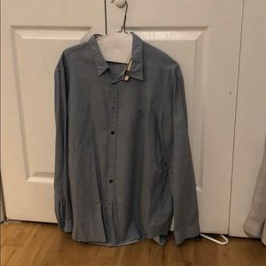 Blue Linen Burberry Button Down Shirt